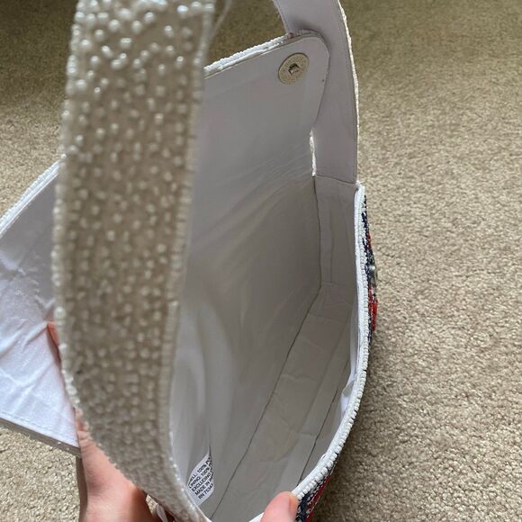 Viral Cherry Beaded Shoulder Bag NWT Navy White Red Green Summer Purse Vacation - Picture 6 of 12